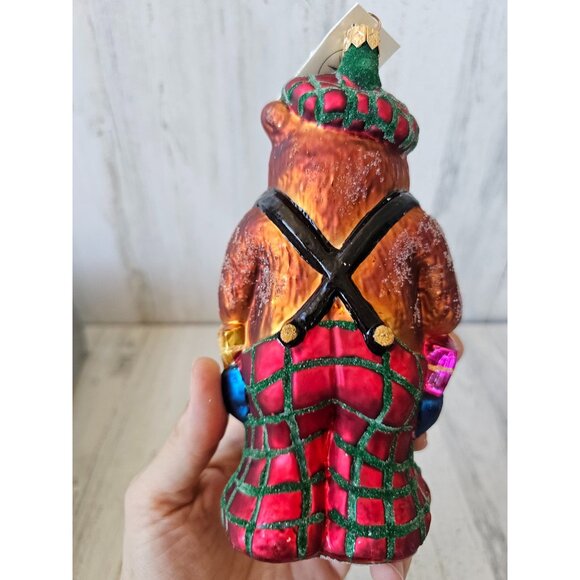 vintage Radko bearing heart plaid suspenders Scottish ornament 1996 Xmas tree - Picture 3 of 10